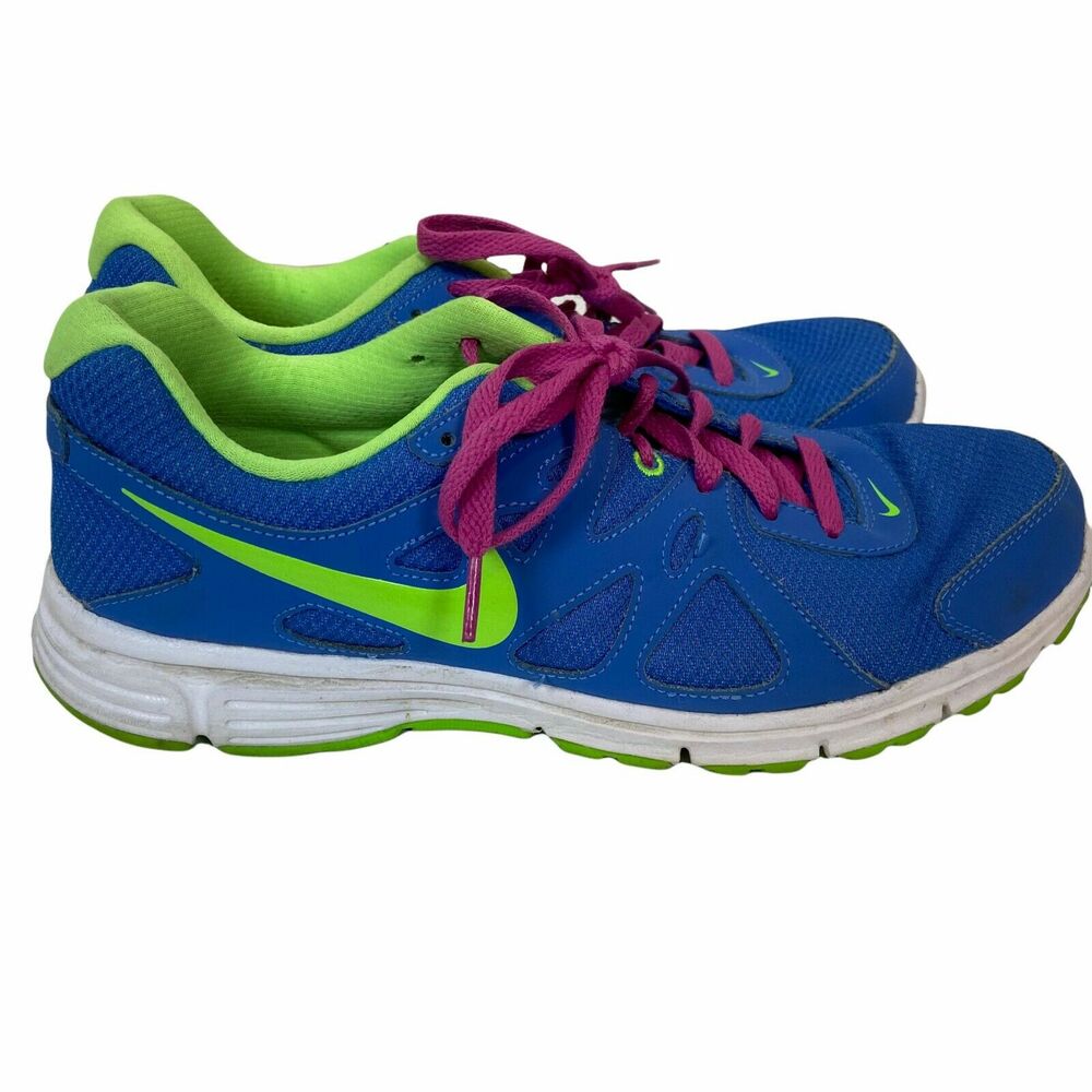 Nike Running Shoes Women's Revolution 2 554900-402 Blue Green Lace Up size 11